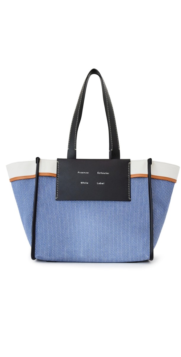 Proenza Schouler White Label Large Morris Pinstripe Tote Blue/Ecru Stripe