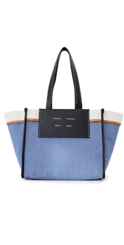 Proenza Schouler White Label Large Morris Pinstripe Tote Blue/Ecru Stripe