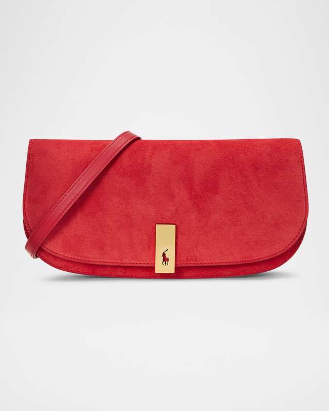 Polo ID Medium Suede Clutch Bag