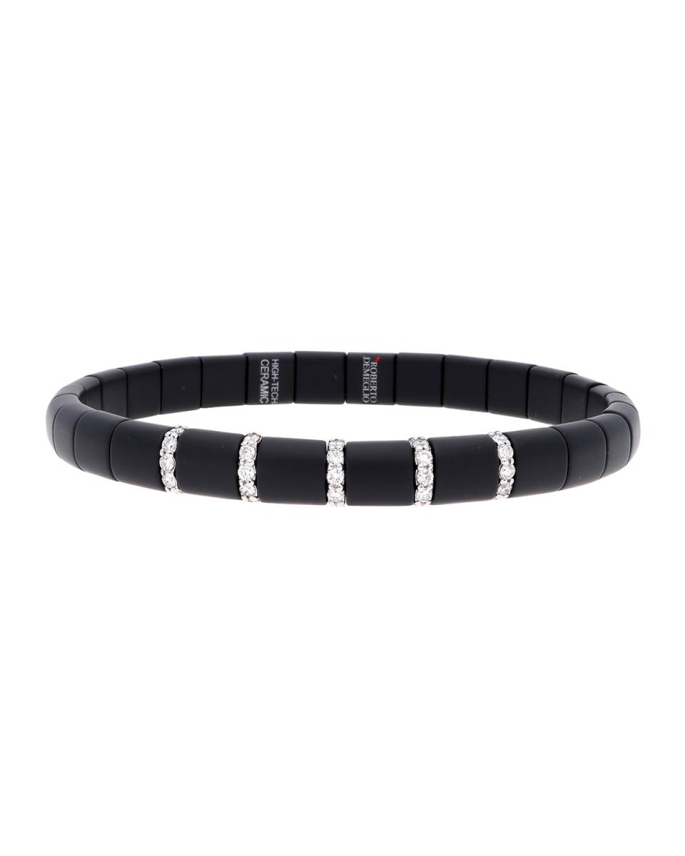 PURA Black Ceramic Diamond Pave Bracelet in 18k White Gold
