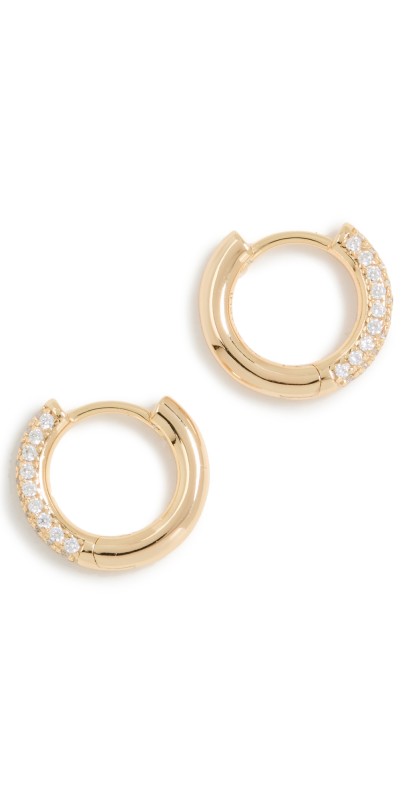 SHASHI 18k Pave Huggies Gold