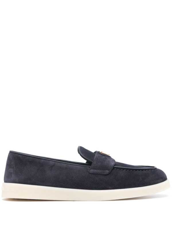 enamel triangle logo suede loafers