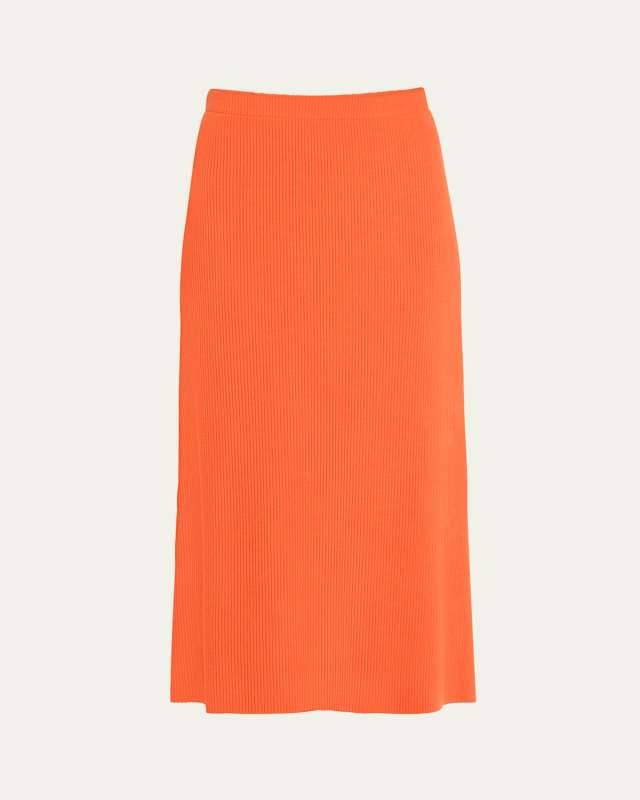 Ribbed Knit Midi Skirt