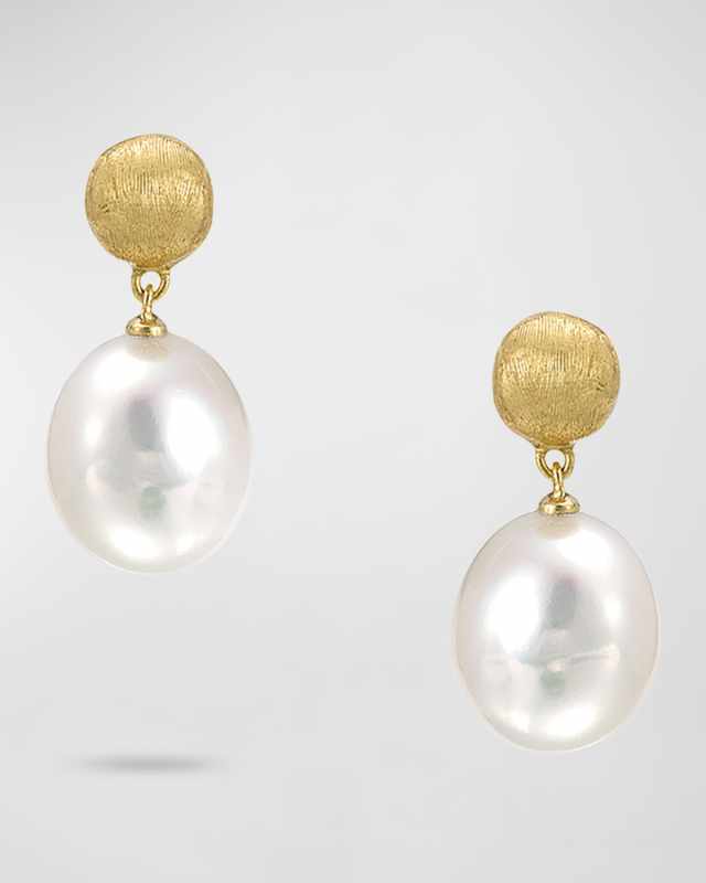 Africa 18K Yellow Gold Small Pearl Drop Earrings