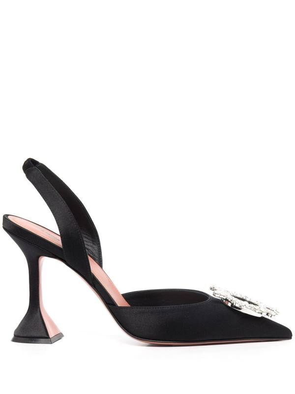 Begum 95mm crystal-buckle slingback pumps