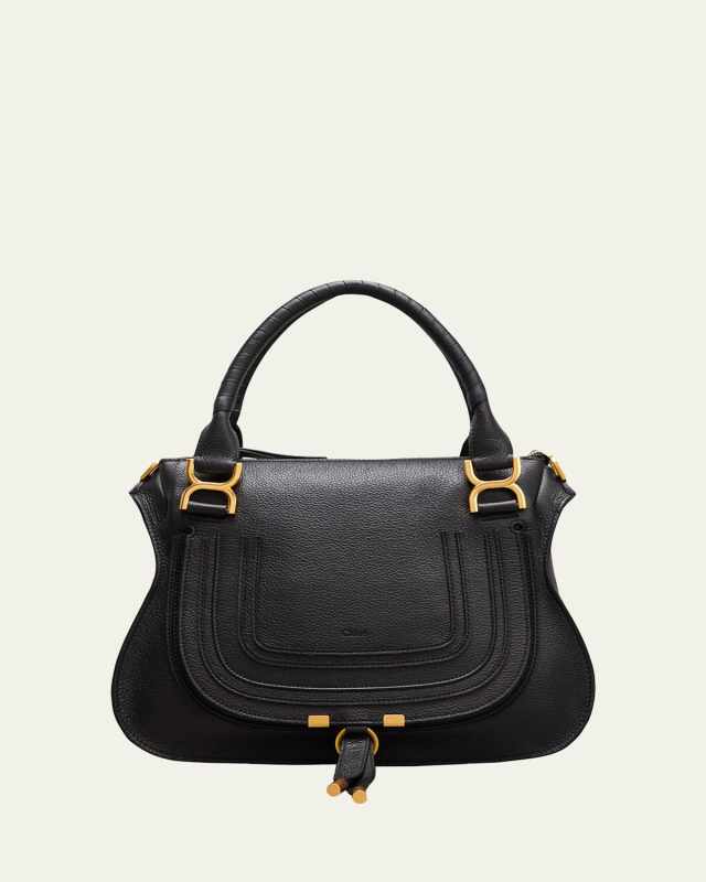 Marcie Medium Double Carry Satchel Bag in Grained Leather