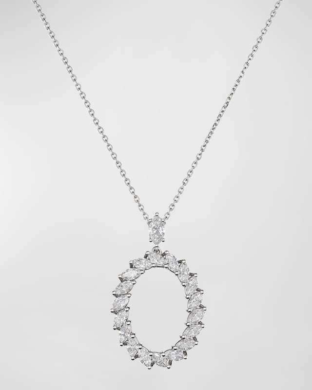 L'Heure du Diamant 18K White Gold Oval Pendant Necklace