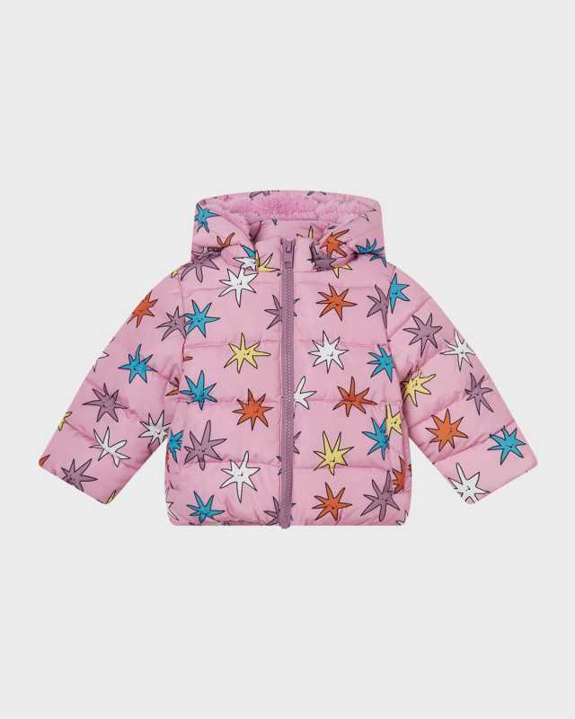 Girl's Multicolor Star-Print Puffer Jacket, Size 12M-36
