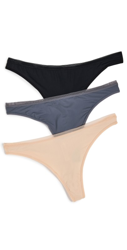 LIVELY The No Show Thong 3 Pack Toasted Almond/Jet Black/Heath