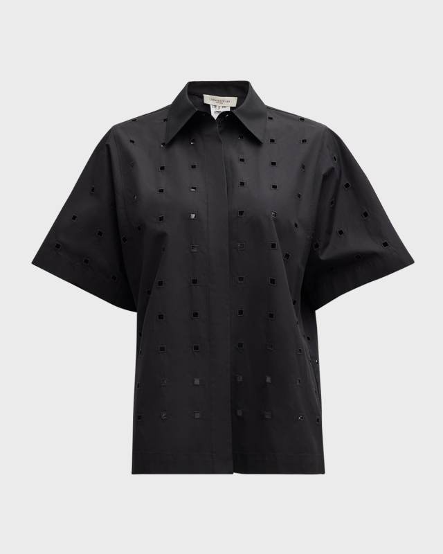 Eyelet Organic Cotton Poplin Shirt