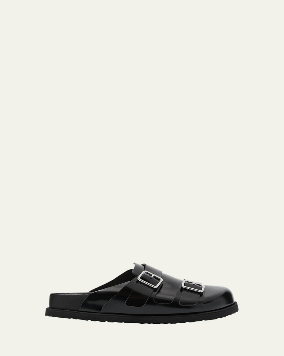 West Leather Dual Buckle Slide Clogs