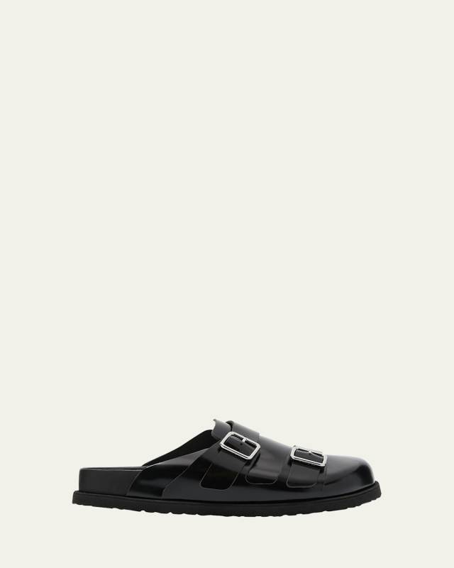 West Leather Dual Buckle Slide Clogs