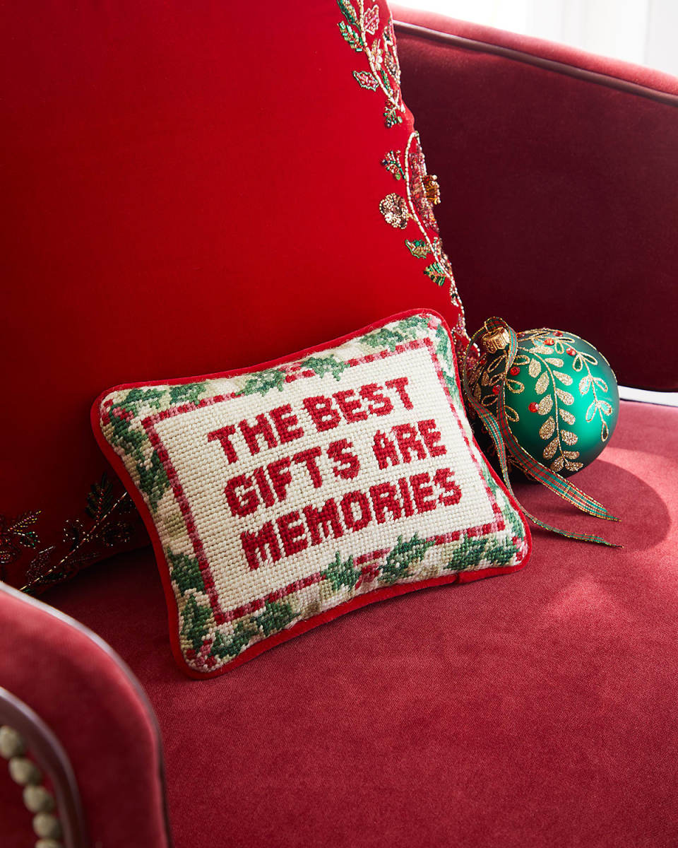 "The Best Gifts are Memories" Needlepoint Pillow