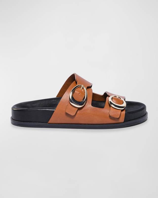 Leather Dual-Buckle Comfort Sandals