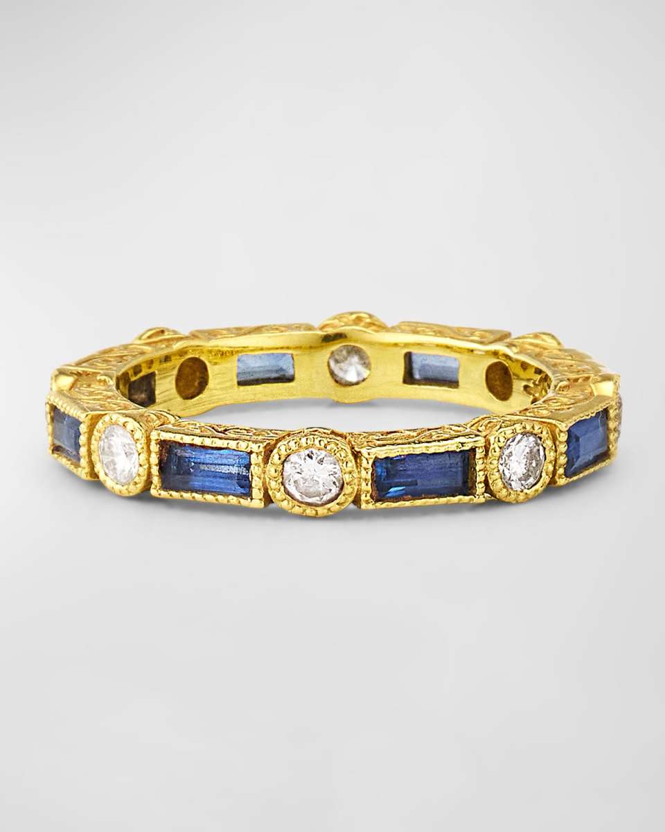 Diamond and Blue Sapphire Eternity Ring