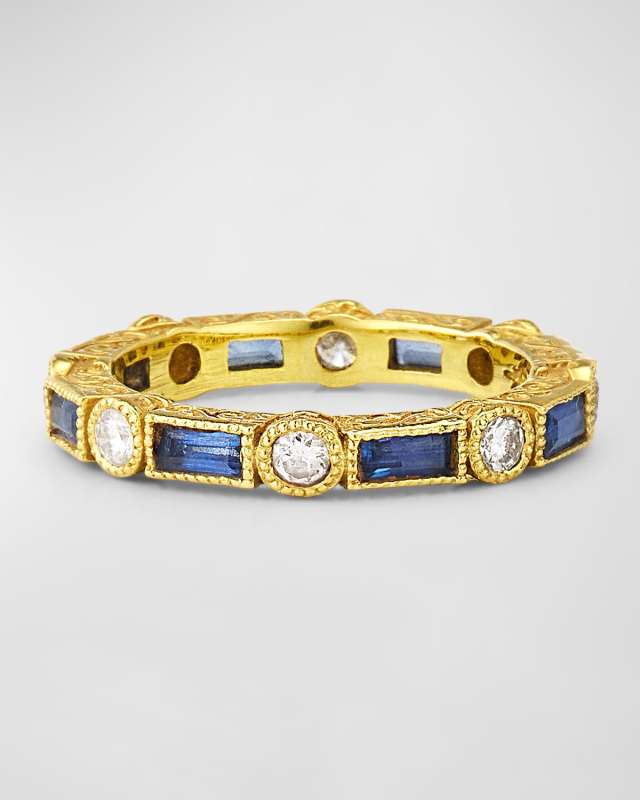 Diamond and Blue Sapphire Eternity Ring