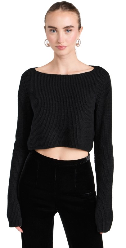 Le Kasha Cannes Cashmere Cropped Sweater Black