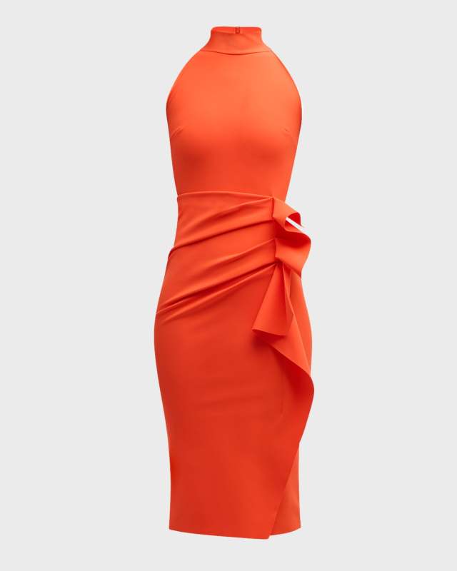 Sleeveless Halter Ruched Dress