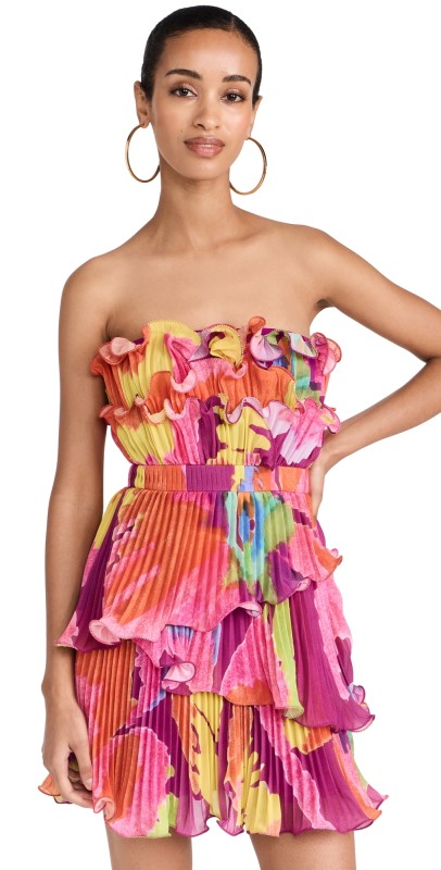 AMUR Massie Strapless Mini Dress Sangria Flower