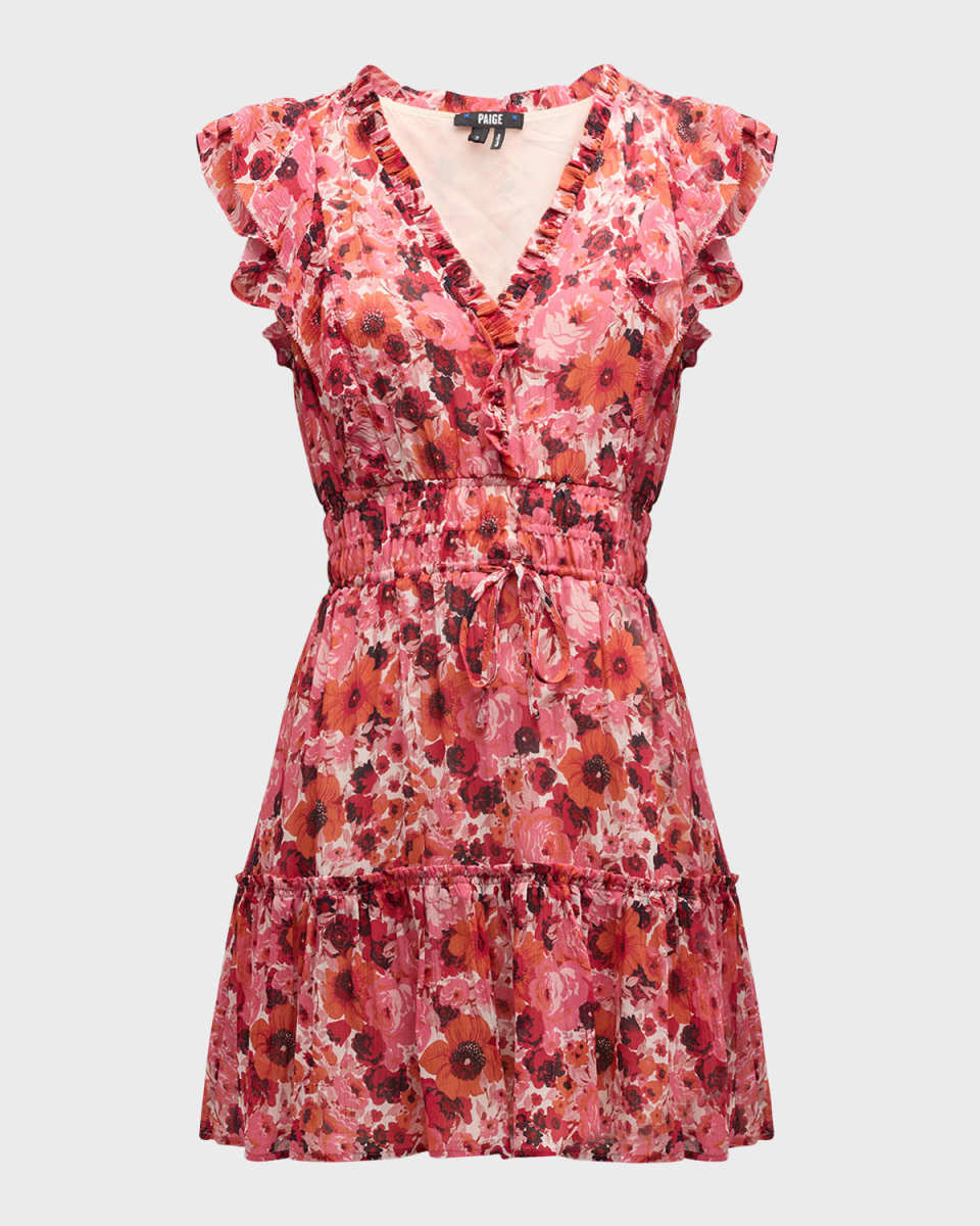 Muriel Floral Flutter-Sleeve Mini Dress