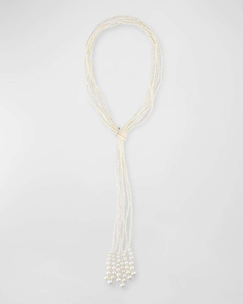 18K White Gold Necklace with Diamonds and Freshwater Pearls