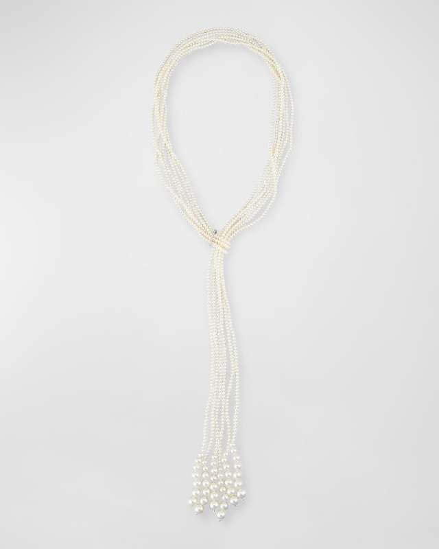 18K White Gold Necklace with Diamonds and Freshwater Pearls