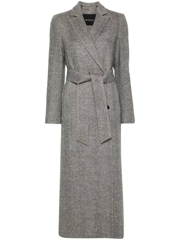 double-breasted herringbone coat