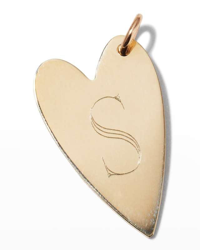 Melange 14K Gold Brie Asymmetrical Initial Heart Charm