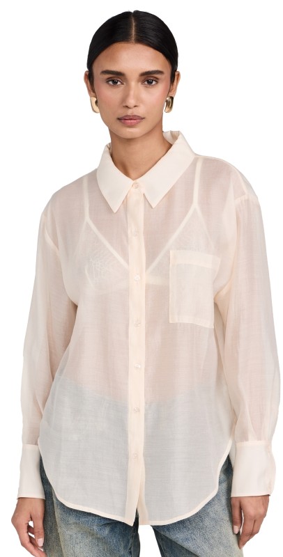 WAYF Button Down Shirt Beige