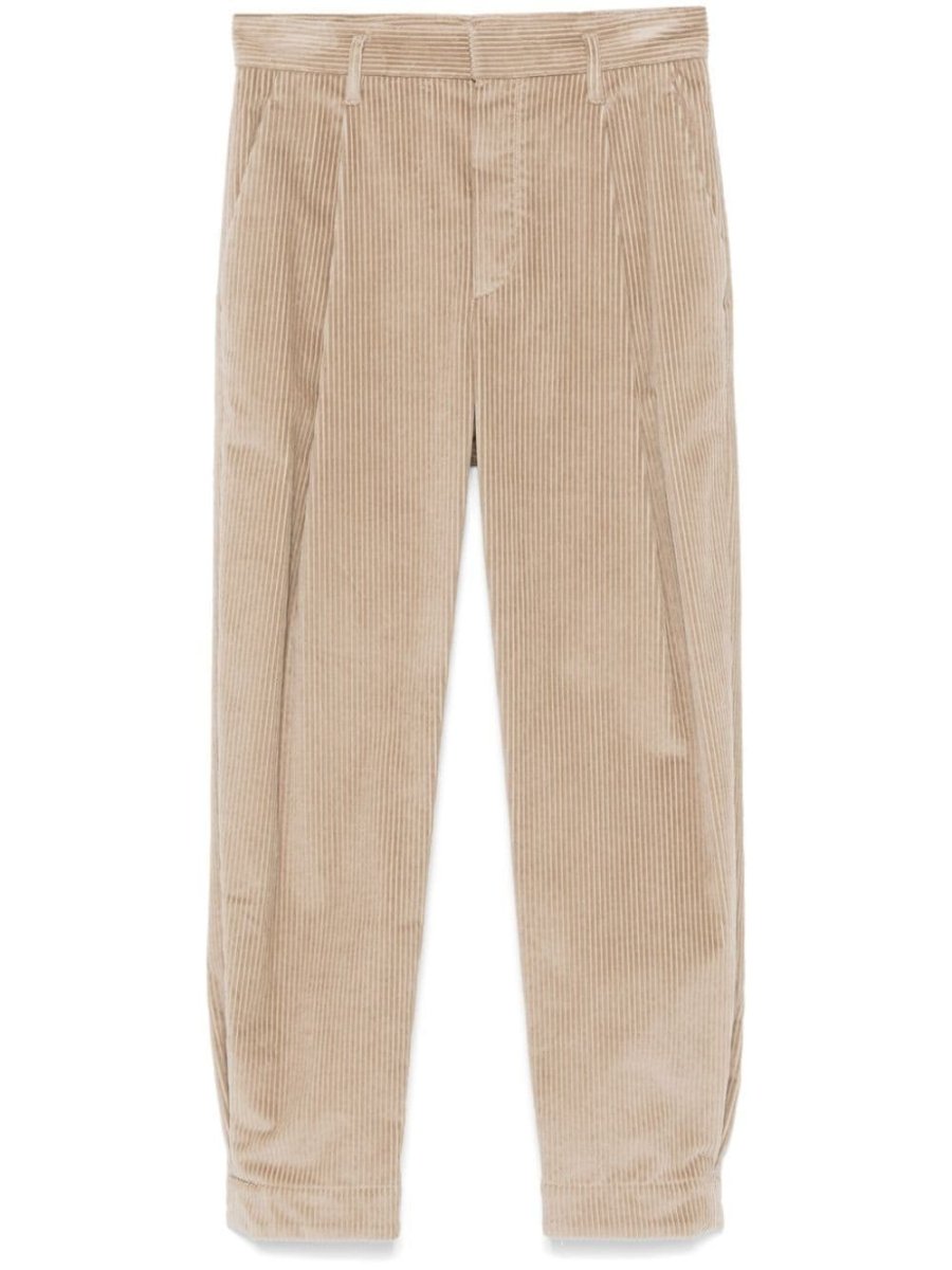 pleated straight-leg trousers