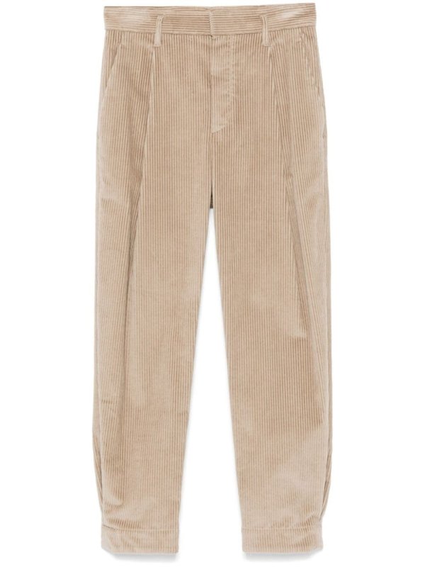 pleated straight-leg trousers