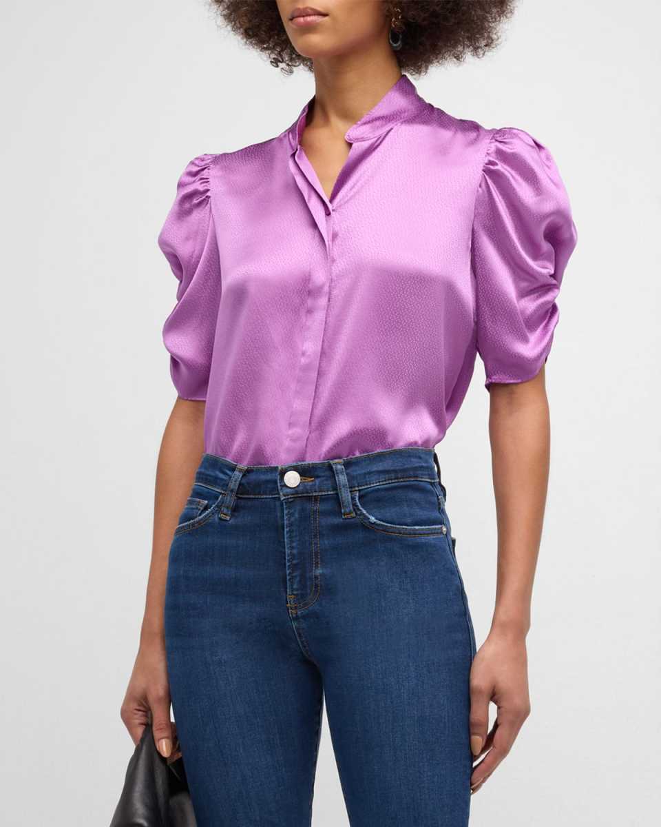 Silk Puff-Sleeve Blouse
