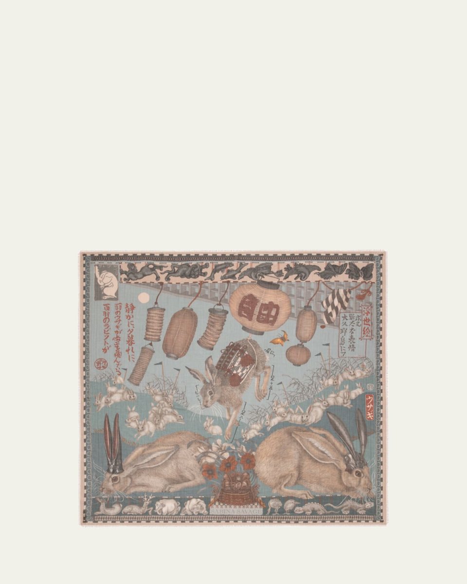 Floating Rabbits Cashmere Square Scarf