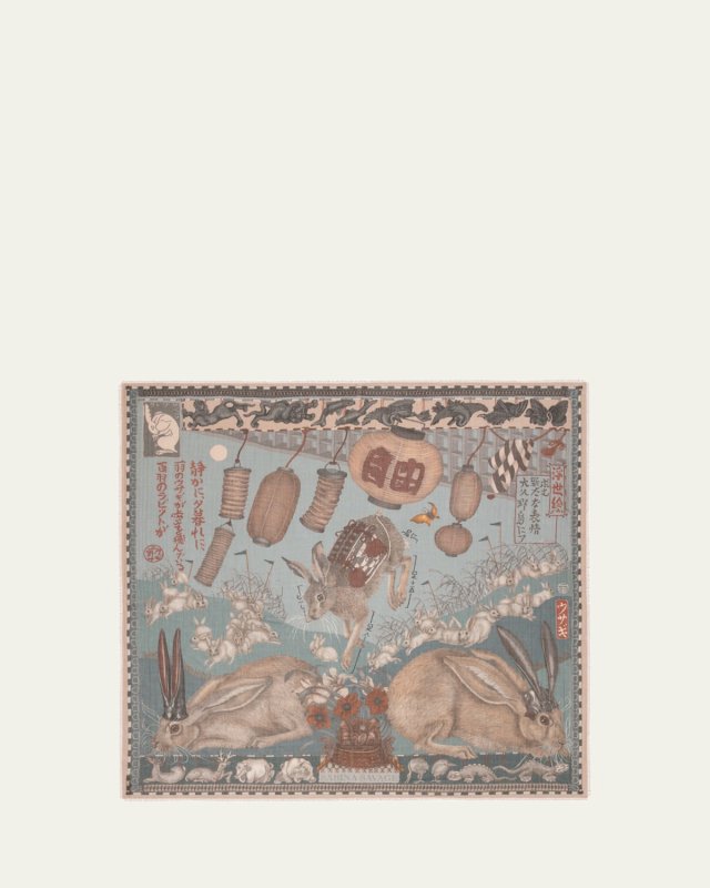 Floating Rabbits Cashmere Square Scarf