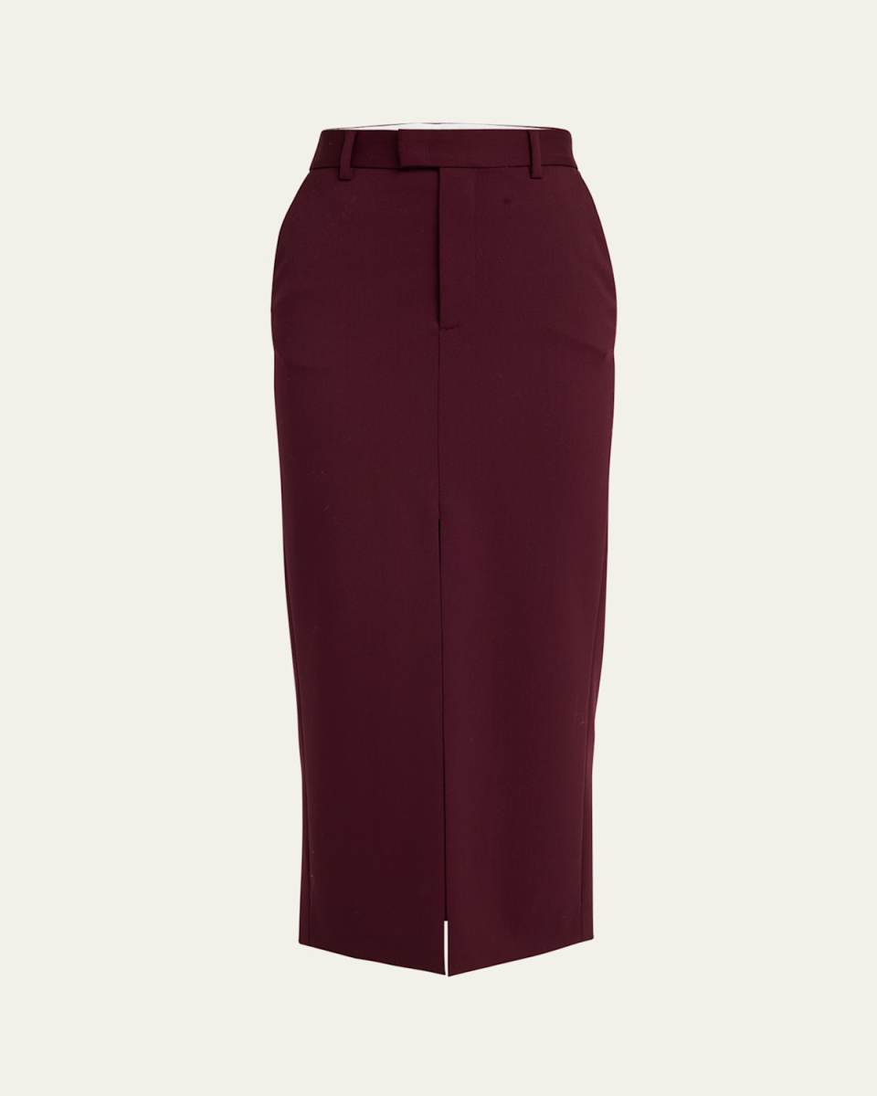 Lula Long Front Slit Wool Skirt