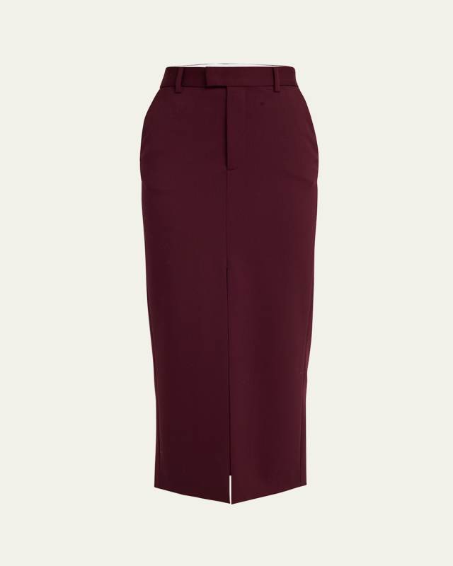 Lula Long Front Slit Wool Skirt