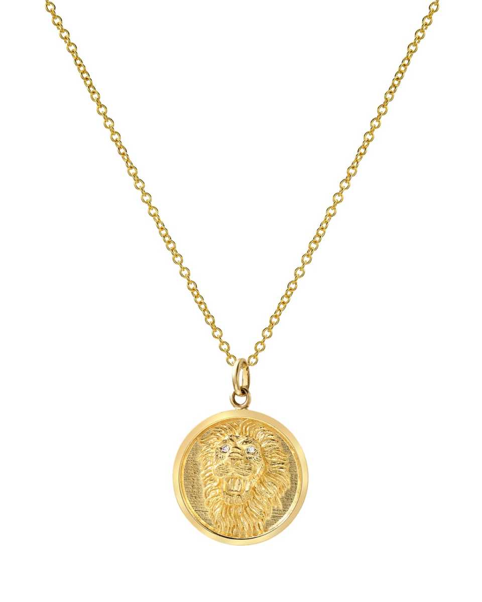 14k Diamond Lion Medallion Necklace
