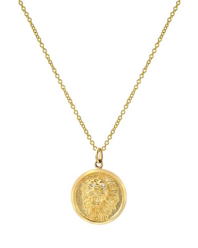 14k Diamond Lion Medallion Necklace