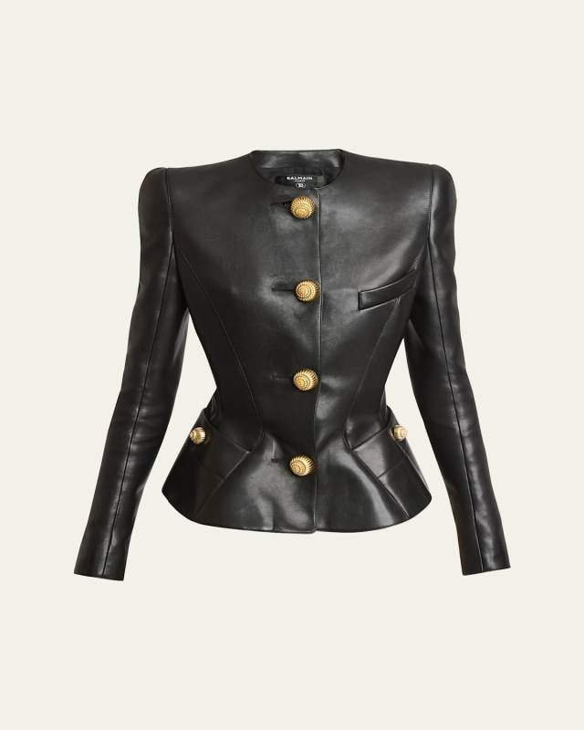Lambskin Leather Peplum Jacket