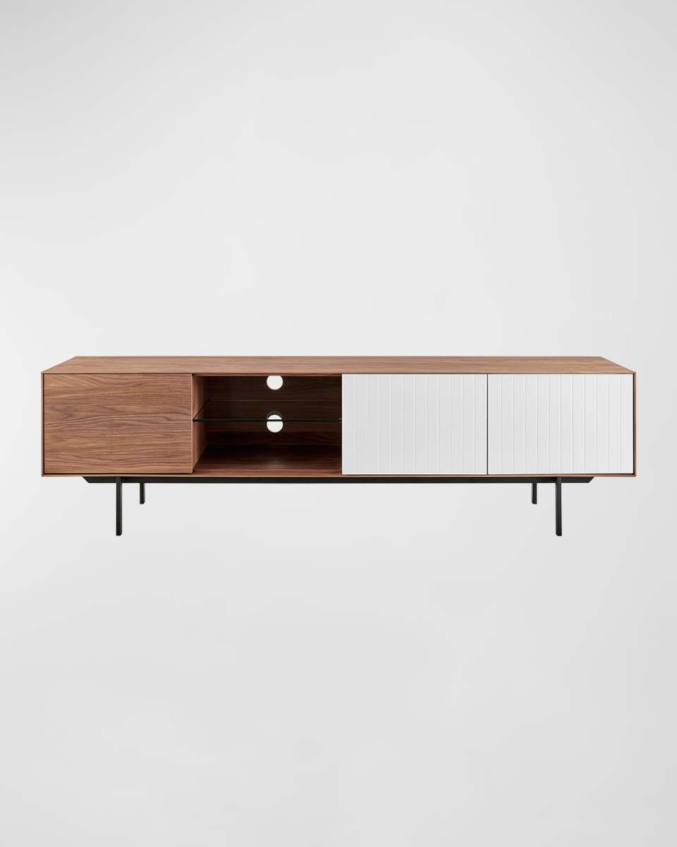 Norna Walnut & Matte White Media Stand