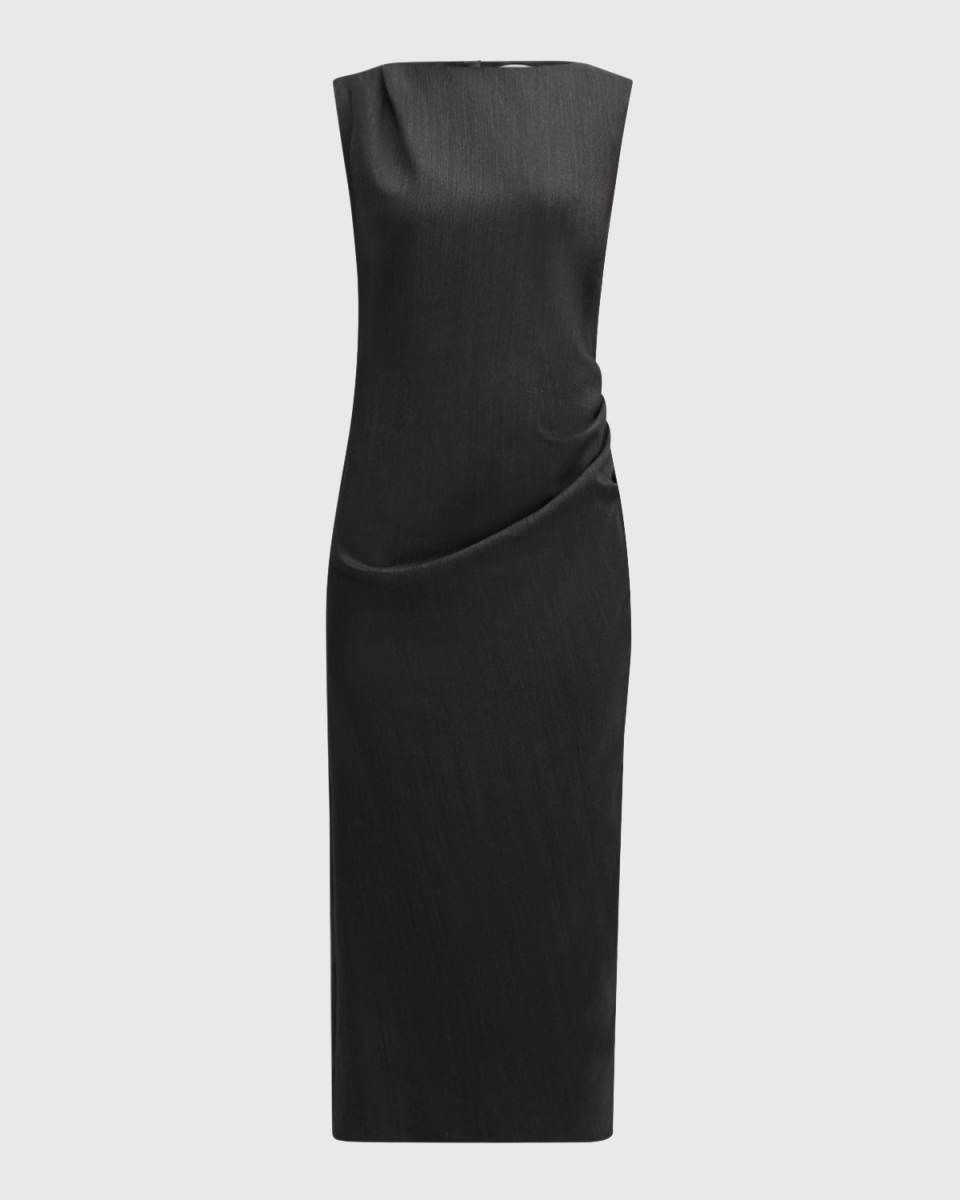 Bolivar Ruched Bateau-Neck Midi Dress