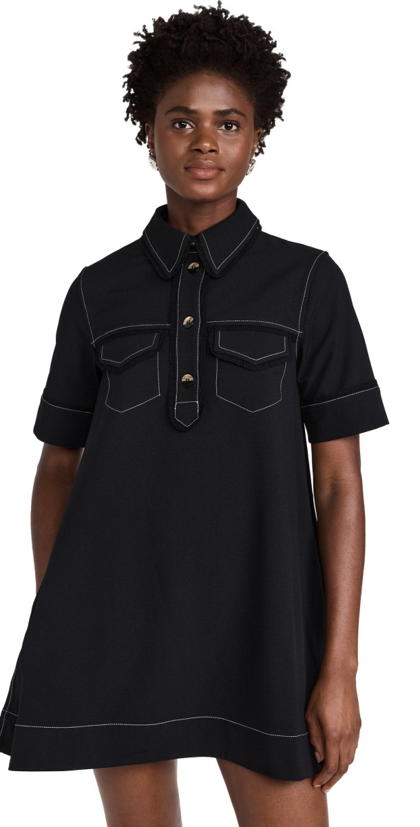 GANNI Crepe Sable Mini Dress Black