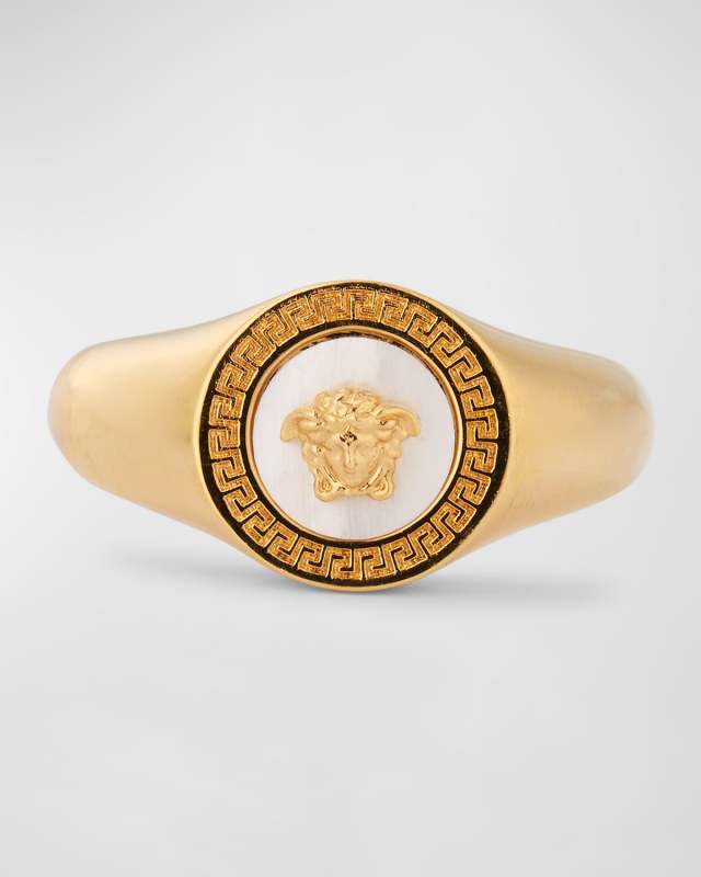 Mother-of-Pearl Medusa and Greca Ring