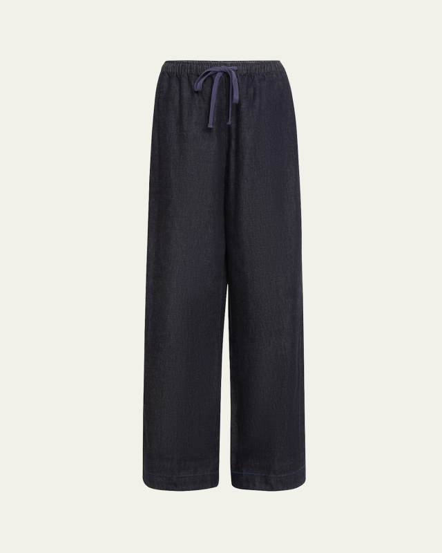 Low-Rise Wide-Leg Cotton Twill Pants