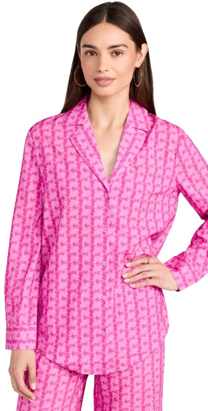 English Factory Printed Satin Shirt Pink