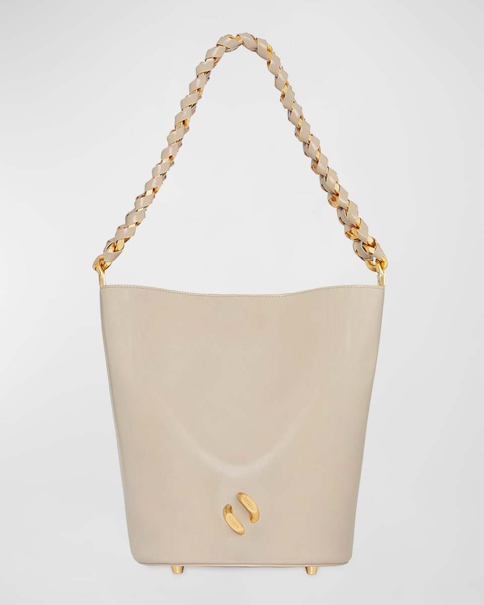 Infinity Chain Leather Bucket Bag