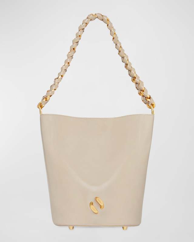 Infinity Chain Leather Bucket Bag
