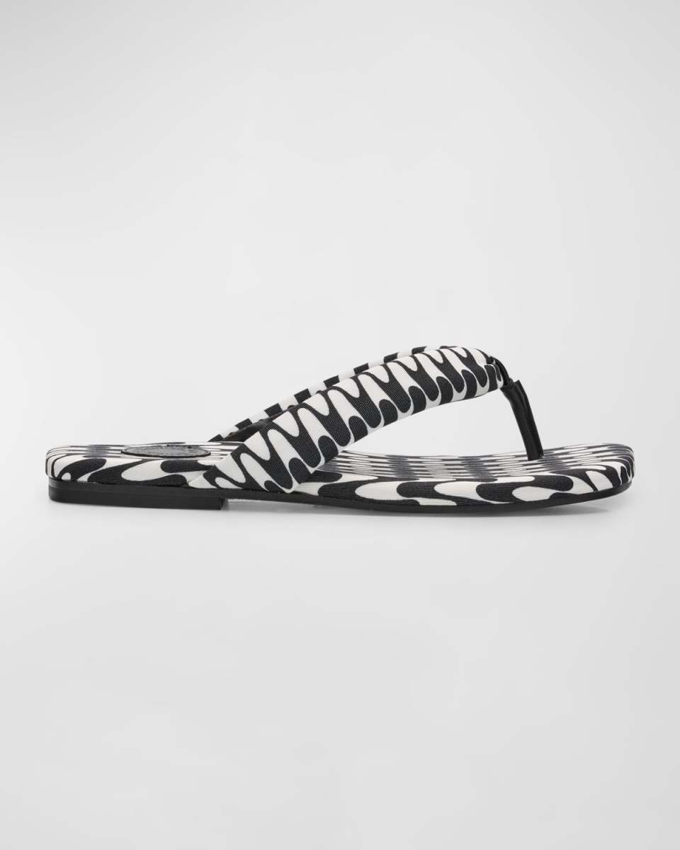 Check Cotton Thong Sandals