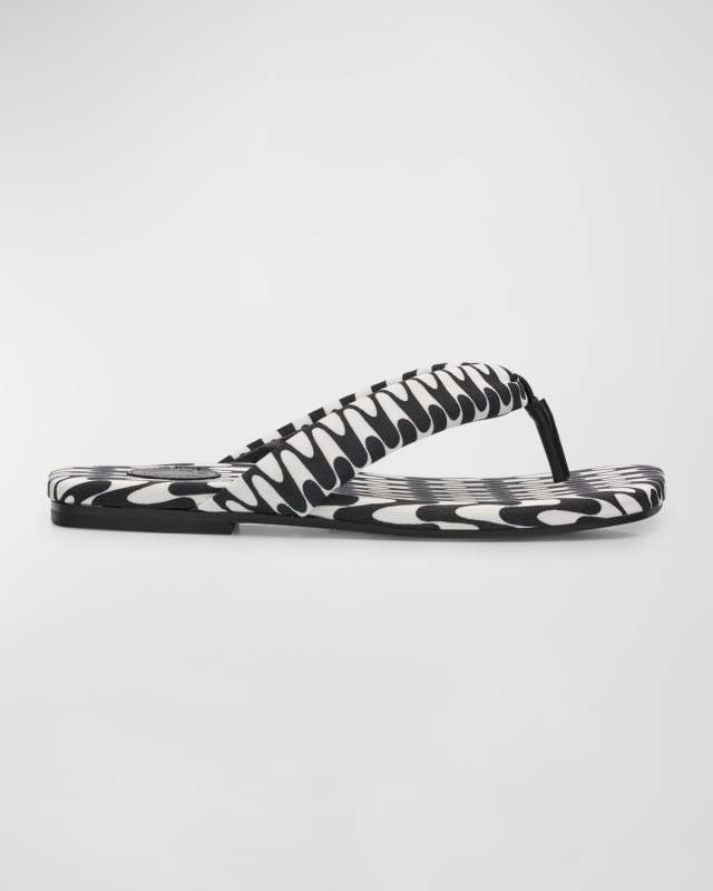 Check Cotton Thong Sandals