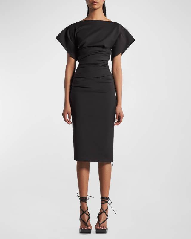 Yuzu Midi Dress with Statement Sleeves